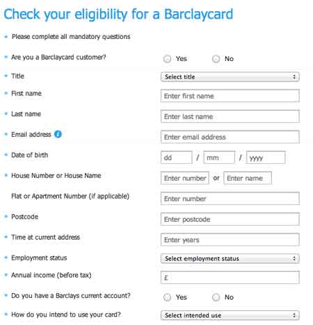 Credit card eligibility